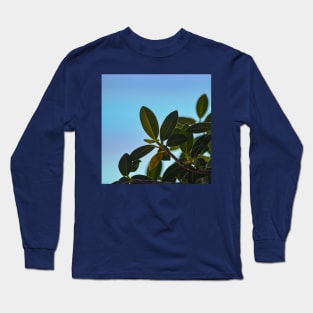 Tropical Leaves and Ocean Long Sleeve T-Shirt